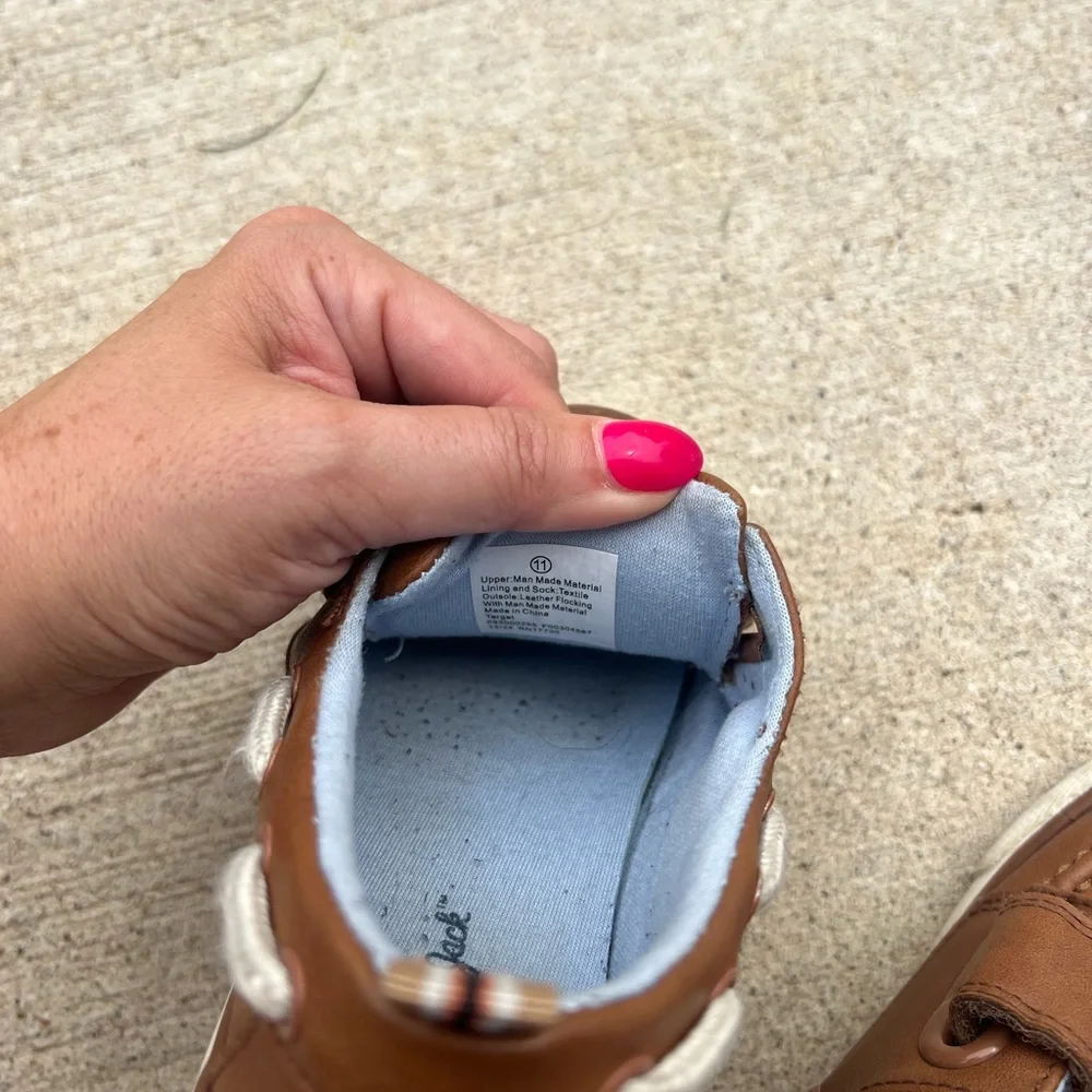 Cat & Jack Brown Kids Moccasins with Hook-and-Loop Strap